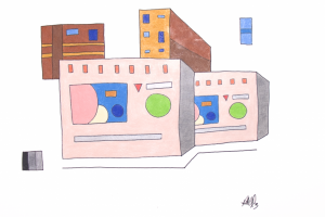Sq. Buildings - color pencil/marker