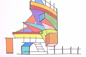 Triangle Building - color pencil/marker